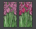 Abstract vector tulips in stained glass style